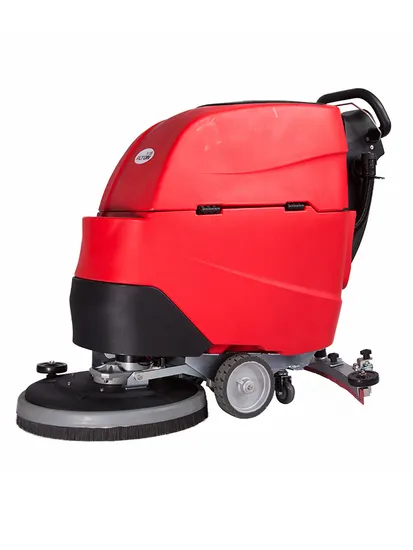 Professional Walk-Behind Floor Scrubber Electric Battery-Powered, Automatic Folding Hand-Push Cleaner for Industrial/Commercial Floor Scrubbing Deep Clean